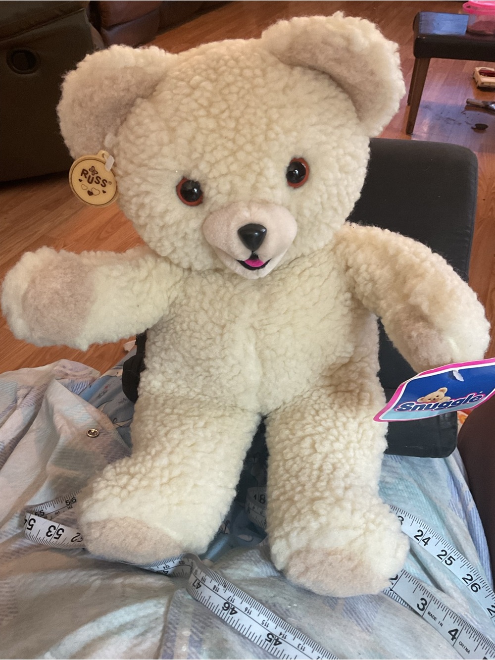 1986 Russ Cream Sherpa SNUGGLE Teddy Bear Plush - Soft Kids Toy